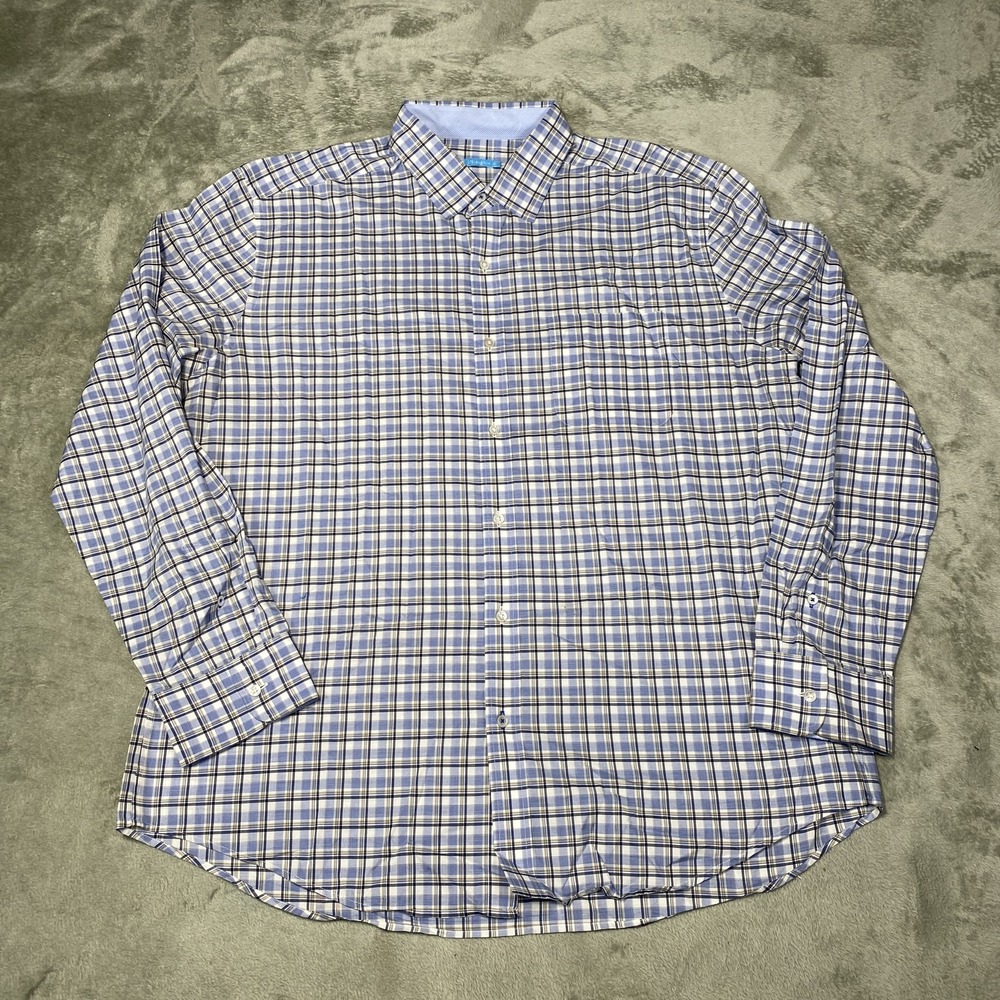 J McLaughlin Shirt Mens XL Blue Plaid Button Down Long‎ Sleeve Casual Preppy